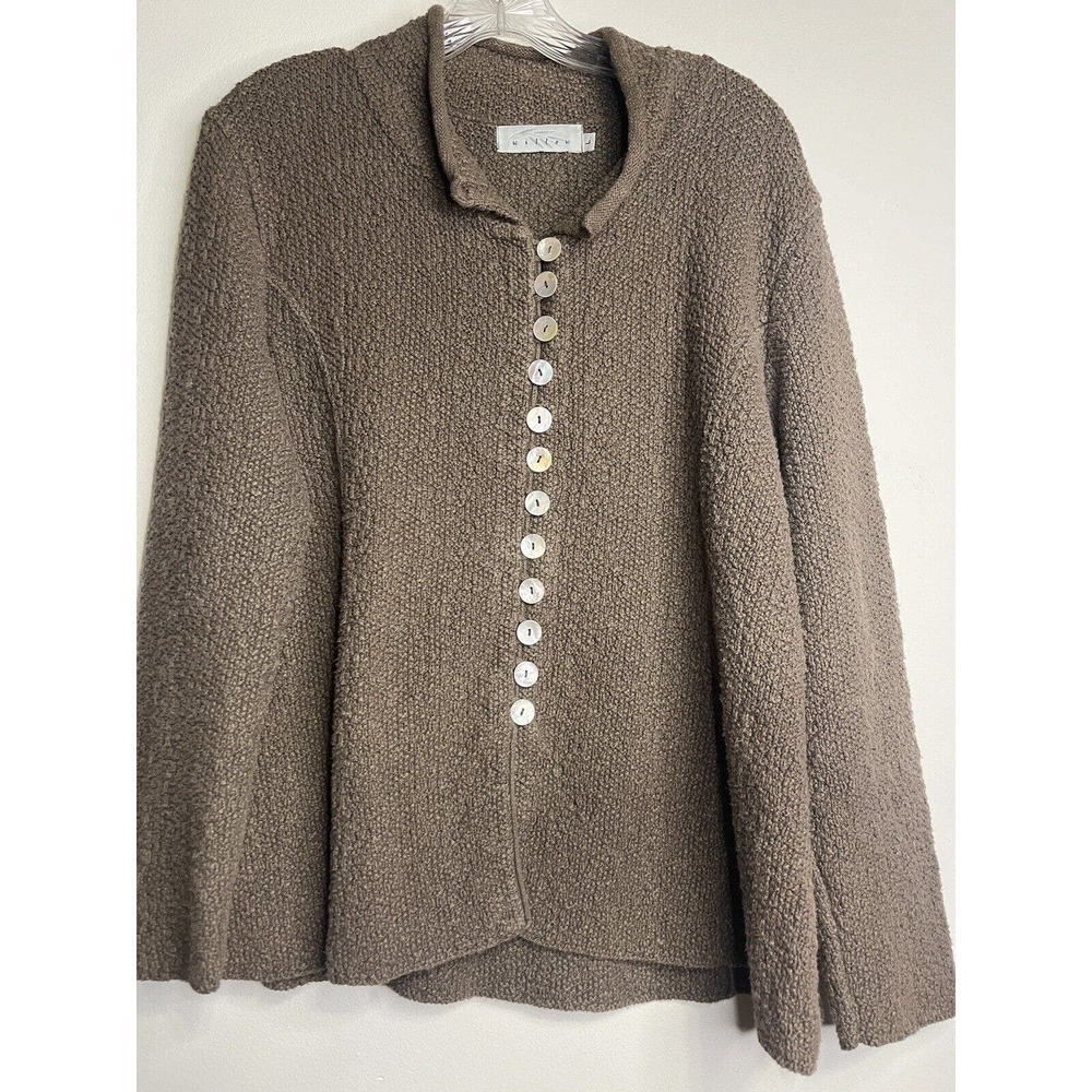 Willow Button-Up Knit Cardigan Sweater Size Large Chucky Knit Tan Brown - Picture 2 of 8